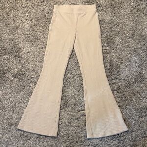 aerie Soft Cream Ribbed Wide-Leg Pants